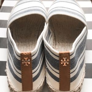 Tory Burch Blue Stripe Espadrille Flats